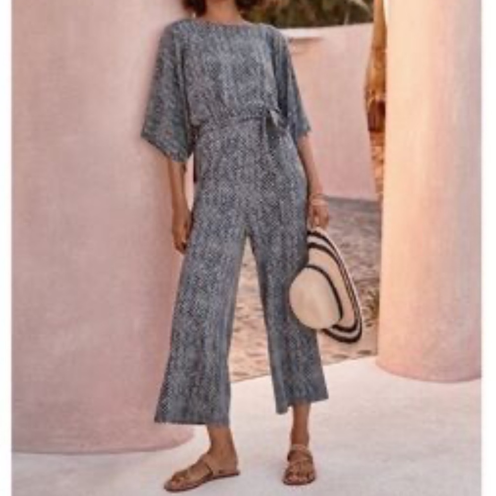 Garnet Hill Prato Knit Jumpsuit Printed Size Small